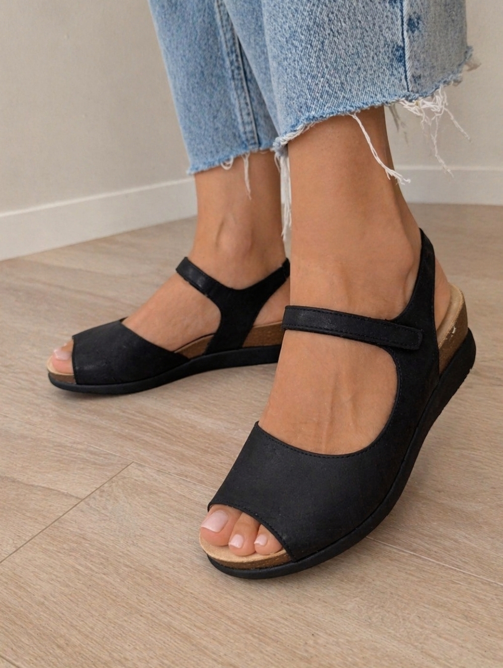 Dansko Black Suede Comfort Wedge Sandals Size 10 EU 40 NWOT
